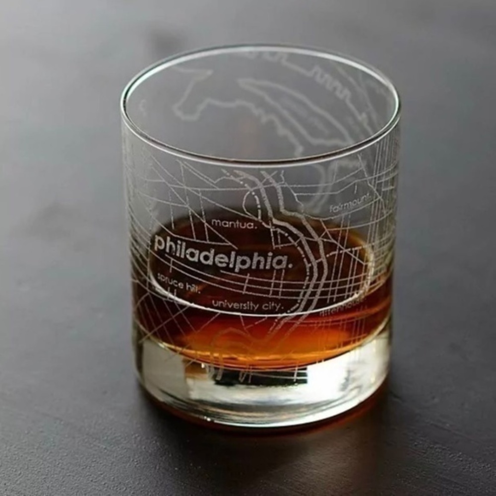3/$25 NEW Uncommon Goods Urban Map Glass Philadelphia